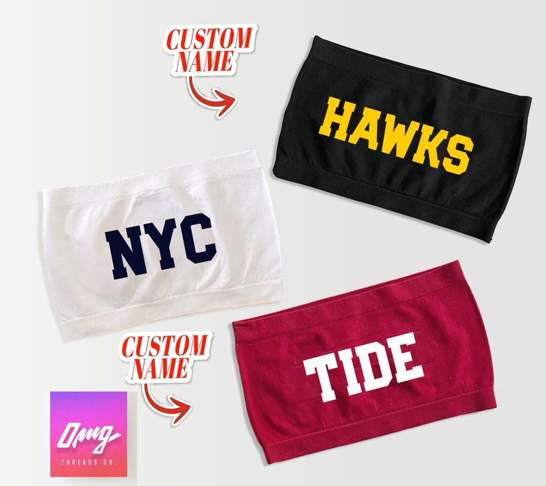 Custom College Bandeau Tube Top, Tailgate Gear, College Acceptance Gift, Personalized Any School Apparel, College Football, University Tops image 2