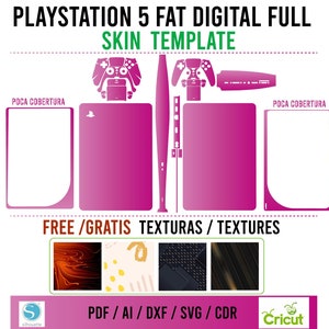 以下が含まれることがあります： プレイステーション 5 コンソールのデジタルフルスキンテンプレート。テンプレートには、ピンクのコンソールスキン、2つのコントローラースキン、フロントパネルスキンが含まれています。テンプレートには、選択できる4つの異なるテクスチャも含まれています。
