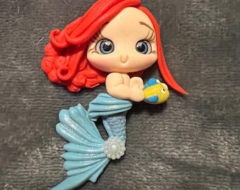 Sea Princesses inspired clay - Clays for bows- Clay Bow Center clay doll, little mermaid , bow centerpieces, clay center for bows, ariel
