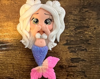 Mermaid clay - Clays for bows- Clay Bow Center clay doll, mermaid , bow centerpieces, clay center for bows mermaid