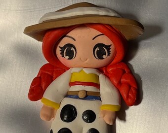Jessie- toystory - Glina do kokardek - gliniana lalka z gliny w kształcie centrum kokardki, gliniane lalki, ozdoby na środek kokardki, gliniany środek kokardki, środek kokardki