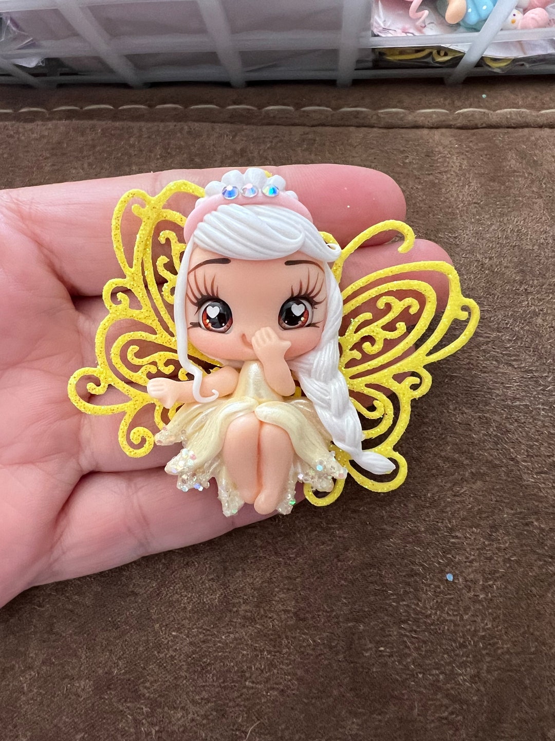 Fairy With Wings Clay Clays for Bows Clay Bow Center Clay Doll, Clay