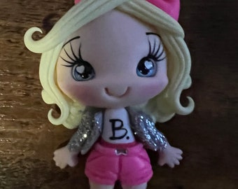 Barbie inspiró a la niña Clays para arcos- Muñeca de arcilla Clay Bow Center, centros de mesa de arco, centro de arcilla para arcos, Halloween