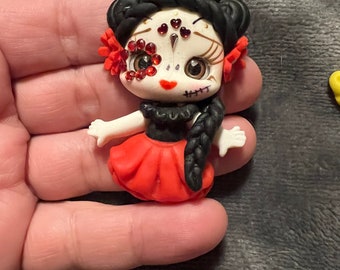 ハロウィン用リボン粘土 - 粘土製リボンセンター、粘土人形、リボンセンターピース、リボン用粘土センター、メキシカンスカル