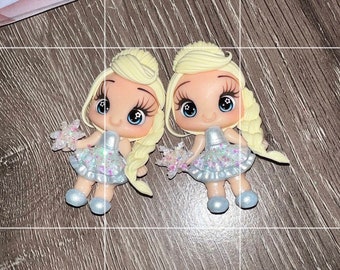 Elsa- Arcillas para moños- Clay Bow Center muñeca de arcilla, sirena, centros de mesa de moños, centro de arcilla para moños, frozen