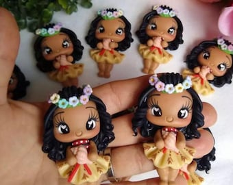 Moana - Glina na kokardy - gliniana lalka z motywem kokardy, ozdoby na środek kokardy, gliniany środek na kokardy,