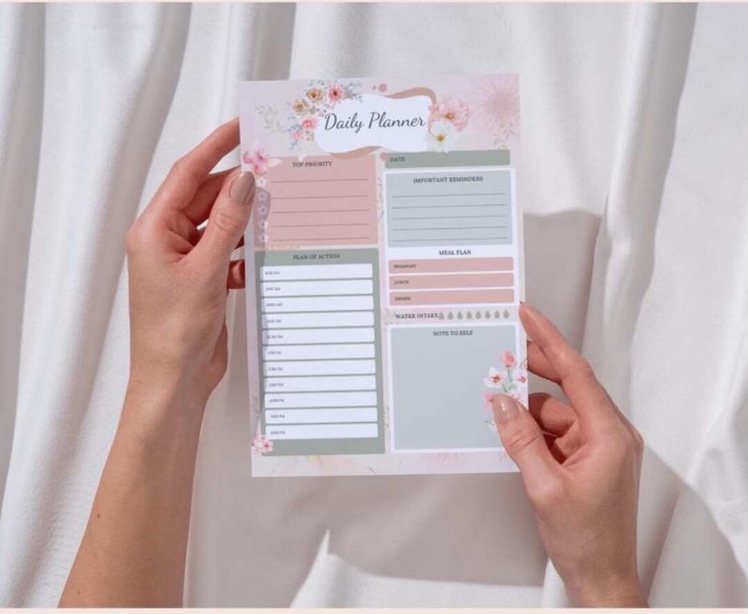 Spring Daily Planner Printable | Cute and Aesthetic | Letter-sized - Etsy