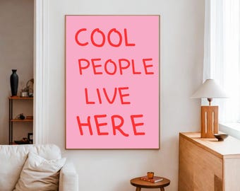 People Live Here Print | Red Lettering on Pink (Digital Download
