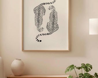Minimalist Leopard Print | Black and White Animal Wall Art (Digital Download)