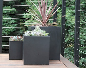 Outdoor Fiberglass Planter Cluster - Set of Three