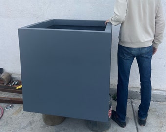 Large Square Planter Boxes, Outdoor Custom Fiberglass Planter Pots, XL Commercial Square Planters - Any Color/Size Cubes Available