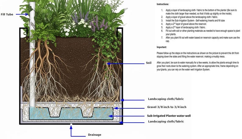 Sub-irrigation System - Self-watering Inserts for Planters - Water ...