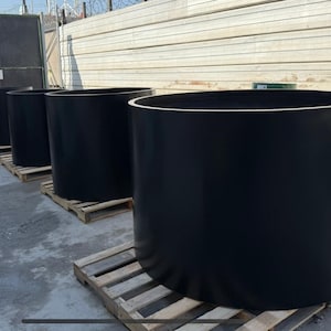 Large Round Cylinder Fiberglass Planter - Modern Outdoor Commercial ...