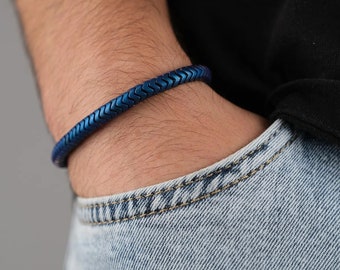 Handcrafted Matte Blue Hematite Gemstone Bracelet - Confidence & Resilience Boost