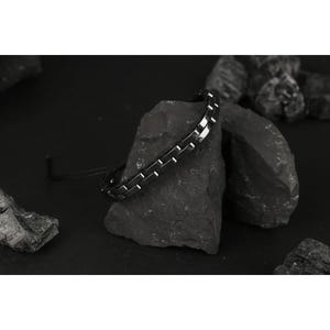Handmade Black Hematite Macrame Bracelet for Men