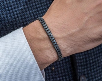 Handcrafted Hematite Natural Stone Bracelet - Positive Energy for men
