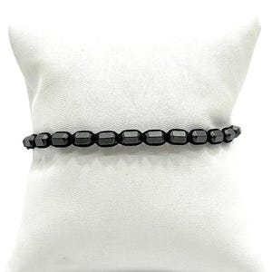 Men’s Black Hematite Bracelet – Handmade Macrame Adjustable Gem Stone Bracelet Gift