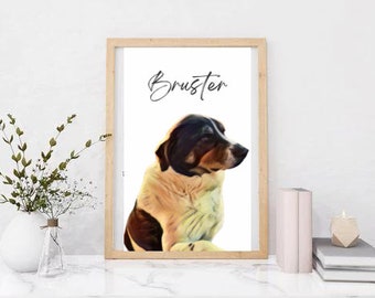 Ritratti di animali domestici personalizzati utilizzando foto di animali domestici / ritratti di cani digitali personalizzati / ritratti di gatti / regali per gli amanti dei cani / regali per gli amanti dei gatti