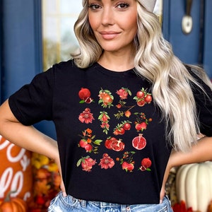 Pomegranate Shirt Fruit Shirt Pomegranate Clothing Cottage Core Clothes Cottage Core Shirt Cottagecore Clothes Fruit T Shirt