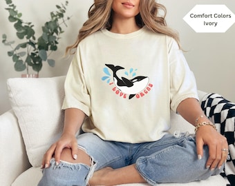 Me encantan las orcas camisa orca camisa ballena camisa océano animal camisa marina camisa ballena camiseta Alaska crucero camisa Alaska camisa estilo inspirado en el océano