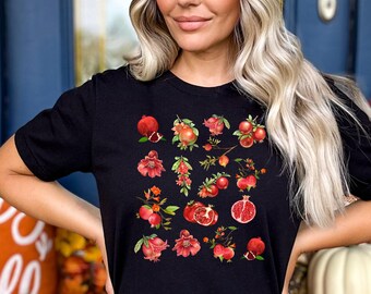 Pomegranate Shirt Fruit Shirt Pomegranate Clothing Cottage Core Clothes Cottage Core Shirt Cottagecore Clothes Fruit T Shirt