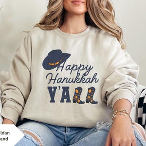 Hanukkah Sweatshirt Hanukkah Sweater Hanukkah Shirt Dreidel Shirt Western Hanukkah Shirt Jewish Shirt Am Yisrael Chai Jewish Shirt