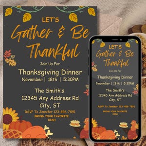 Editable Thanksgiving Invite, Editable Thanksgiving invite, Thanksgiving Invitation, Digital Invitation, Editable Template, Thanksgiving