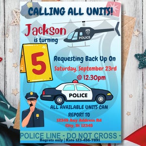 Customizable Police Car Birthday Party Invitation Template | Instant Download for Canva