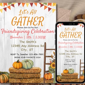 Editable Friendsgiving Invite, Editable Thanksgiving invite, Friendsgiving Invitation, Digital Invitation, Editable Template, Thanksgiving