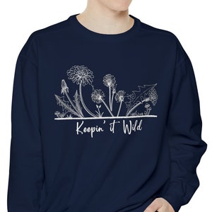 Wild Weeds Plant Dark Sweatshirt, Plant Forager Sweater, Mushrooms, Organic Life, HIGH QUALITY Unisex Garment-Dyed Sweatshirt