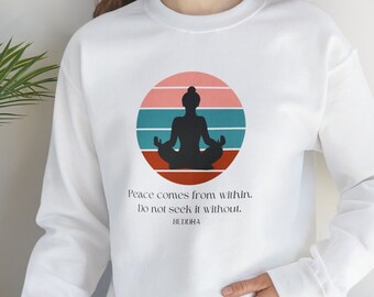 SUN, Wellness, Buddha Shirt, Peace and Meditation Shirt, Colorful Shirt, Yoga gift, artist gift,  Lotus Flower Sweater, Crewneck Sweatshirt