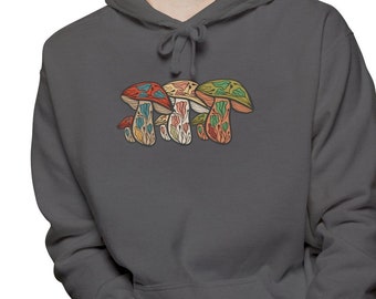 Mushroom Hoodie Sweatshirt, Magic Mushrooms Hoodie, Mushroom Forager Shirt, Mushroom Hunter, Psychedelic Shirt, Unisex Garment-Dyed Hoodie