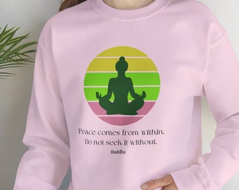 Wellness, Buddha Shirt, Peace and Meditation Shirt, Colorful Shirt, Yoga gift, artist gift, Sunset Sweater, Crewneck Sweatshirt, Gifts