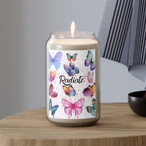 RADIATE Scented Candle, 13.75 oz, Butterflies, Magical, Positivity, Natural Soy Wax Candles, Home Decor