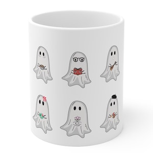 Cute Ghost Coffee Mug, Fun Halloween Ceramic Mug, Cute Ceramic Mug 11oz, Gift for teacher, mom child, teen, grandma, Gift for Halloween