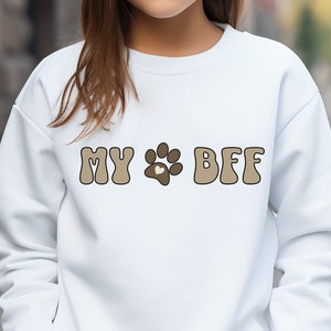 Youth CHILD DOG Best Friend Shirt, Dog Lover Cozy Sweater, Dog BFF sweatshirt,  Gift for Youth Crewneck Sweatshirt