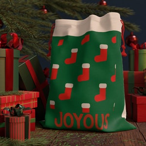 HOLIDAY Linen Gift Bag, Reusable Gift Bag, BABY&#39;S First Christmas,  Eco Friendly Gift Giving, Gift Packaging, Cloth bags for gifts, Joy