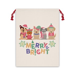 CHRISTMAS Linen GIFT Bag, Reusable Gift Bag, Eco Consious Gift Giving, Gift Packaging, Gifts for Christmas, Cloth bags for gifts, Dogs