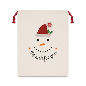 CHRISTMAS Snowman Linen GIFT Bag, Reusable Gift Bag, Eco Consious Gift Giving, Gift Packaging, Gifts for Christmas, Cloth bags for gifts,