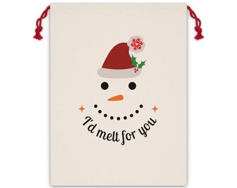 CHRISTMAS Snowman Linen GIFT Bag, Reusable Gift Bag, Eco Consious Gift Giving, Gift Packaging, Gifts for Christmas, Cloth bags for gifts,