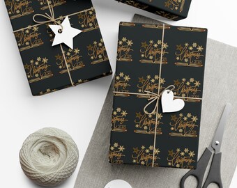 CHRISTMAS 2023 Art Deco Gift WRAP Paper, Black and Gold, Vintage Elegance for Your Holiday Presents, Limited Edition, Gatsby Style, Classy