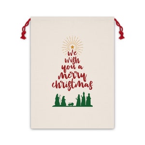 CHRISTMAS NATIVITY Linen Gift Bag, Reusable Gift Bag, Eco-Friendly Gift Giving, Gift Packaging, Cloth bags for gifts, Manger