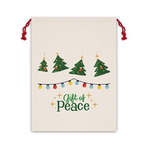 HOLIDAY Linen GIFT Bag, Reusable Gift Bag, Eco Consious Gift Giving, Gift Packaging, Gifts for Christmas, Cloth bags for gifts, Peace