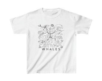Wal und Sealife Illustration T-Shirt, Marine Design Kinder Shirt, Walliebhaber T-Shirt, Weihnachten, Urlaub, Geburtstag, Jugend Heavy Cotton ™ T-Shirt