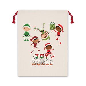 CHRISTMAS Elves Linen GIFT Bag, Reusable Gift Bag, Eco Consious Gift Giving, Gift Packaging, Gifts for Christmas, bags for gifts, Santa bag
