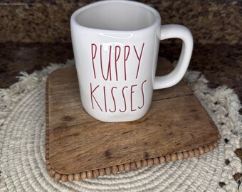 Rae Dunn White and Red Puppy Kisses Mug