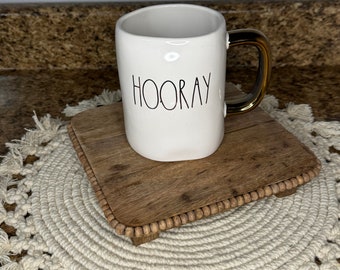 Rae Dunn HOORAY Mug with Gold handle NEW