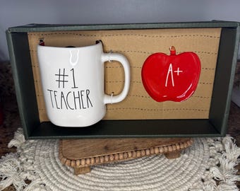 Rae Dunn #1 Teacher Mug and Trinket Tray. *Box not included, items will be separated from the box and shipped*