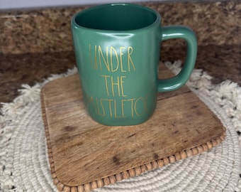 Rae Dunn Coffee Mug Under The Mistletoe Green Christmas Artisan Collection