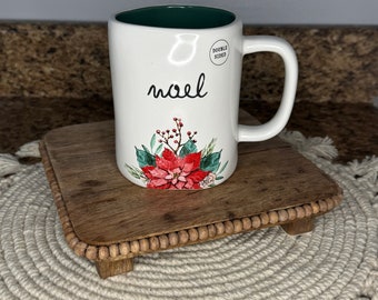 Rae Dunn NOEL with Poinsettia flower double sided mug NEW *BEAUTIFUL Mug*